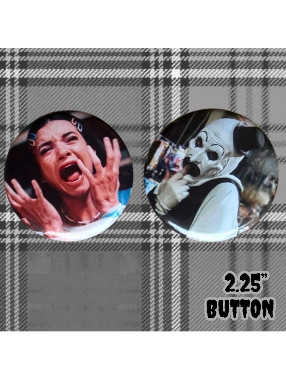 Sienna Shaw & Art The Clown 2.25" Handmade Button